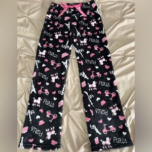 Paris Themed Black and Pink Pajama Pants Small